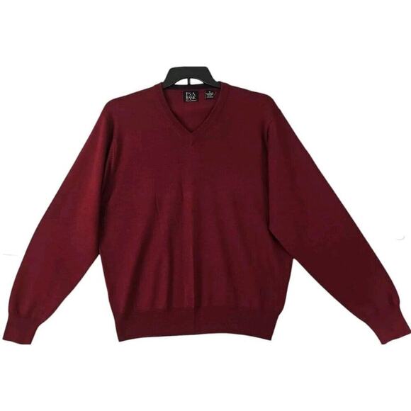 Jos A Bank Signature Collection Sweater Men's M Burgundy Merino Wool Pullover. - Picture 1 of 9